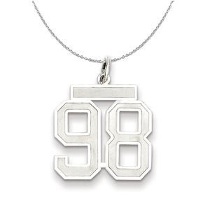Sterling Silver, Jersey Collection, Medium Number 98 Necklace - 18 In